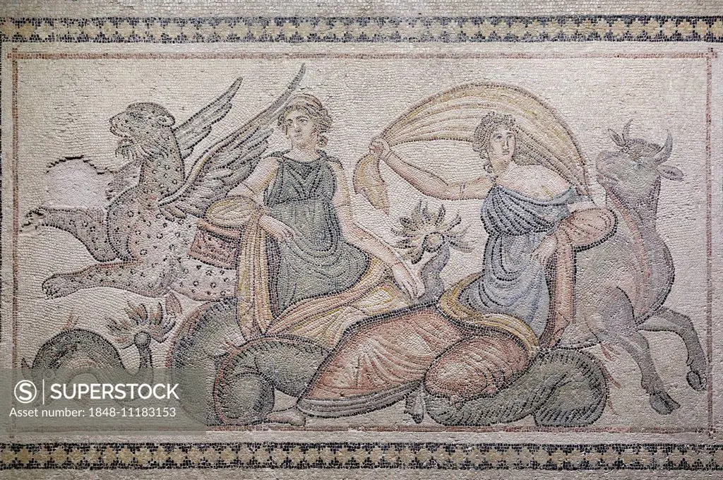 Abduction of Europa, mosaic from Zeugma, Zeugma Mosaic Museum, Gaziantep, Southeastern Anatolia Region, Anatolia, Turkey