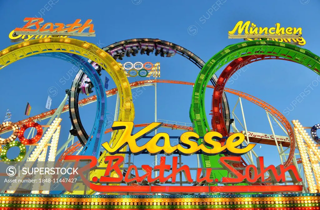 Olympia Looping, five looping roller coaster, Oktoberfest, Munich, Upper Bavaria, Bavaria, Germany