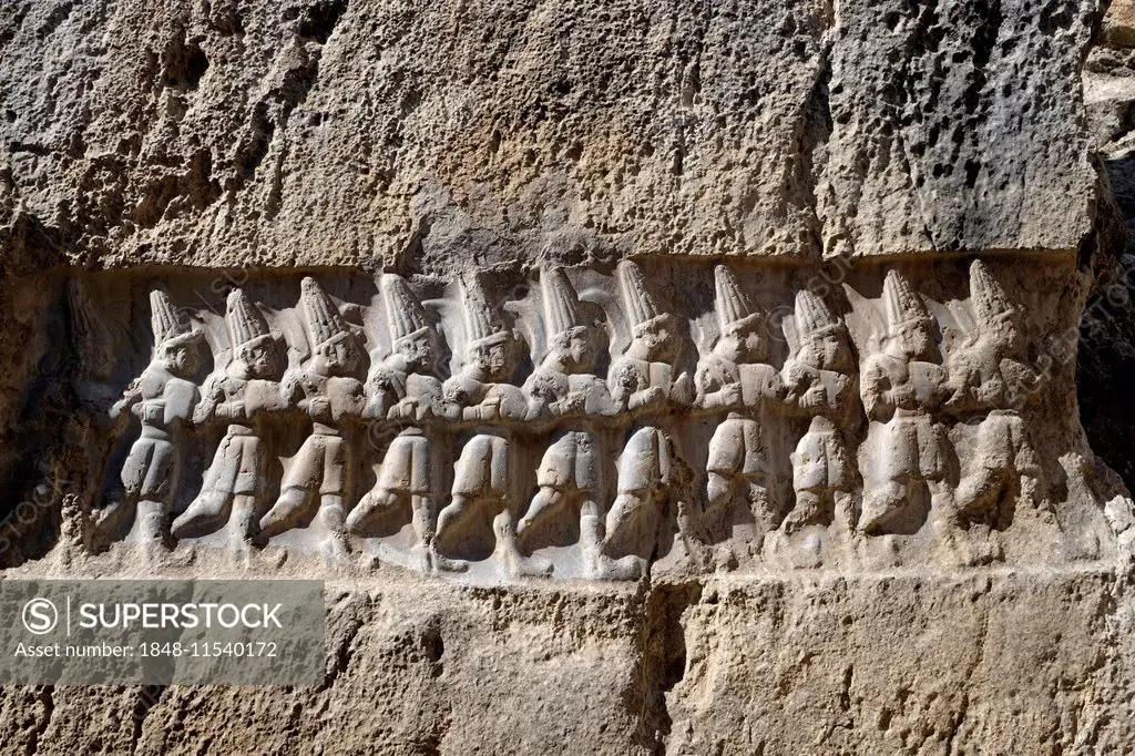 Relief of the 12 gods, Yazilikaya, sanctuary of the Hittites in Bogazkale, Çorum Province, Turkey