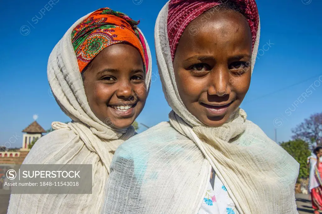 Orthodox girls dressed for the Easter ceremony, Asmara, Eritrea