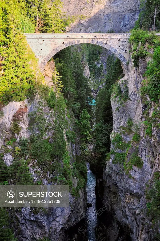 Solis Viaduct over the Shin Gorge, Albula Pass, Canton of Graubünden, Switzerland