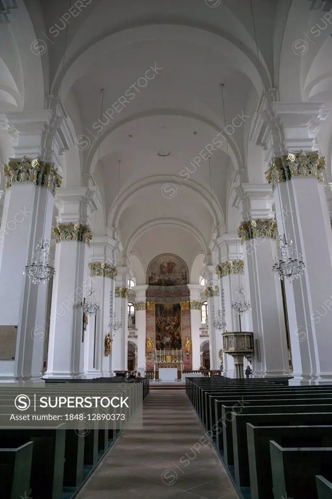 Jesuit Church, Interior, nave, Heidelberg, Baden-Württemberg, Germany