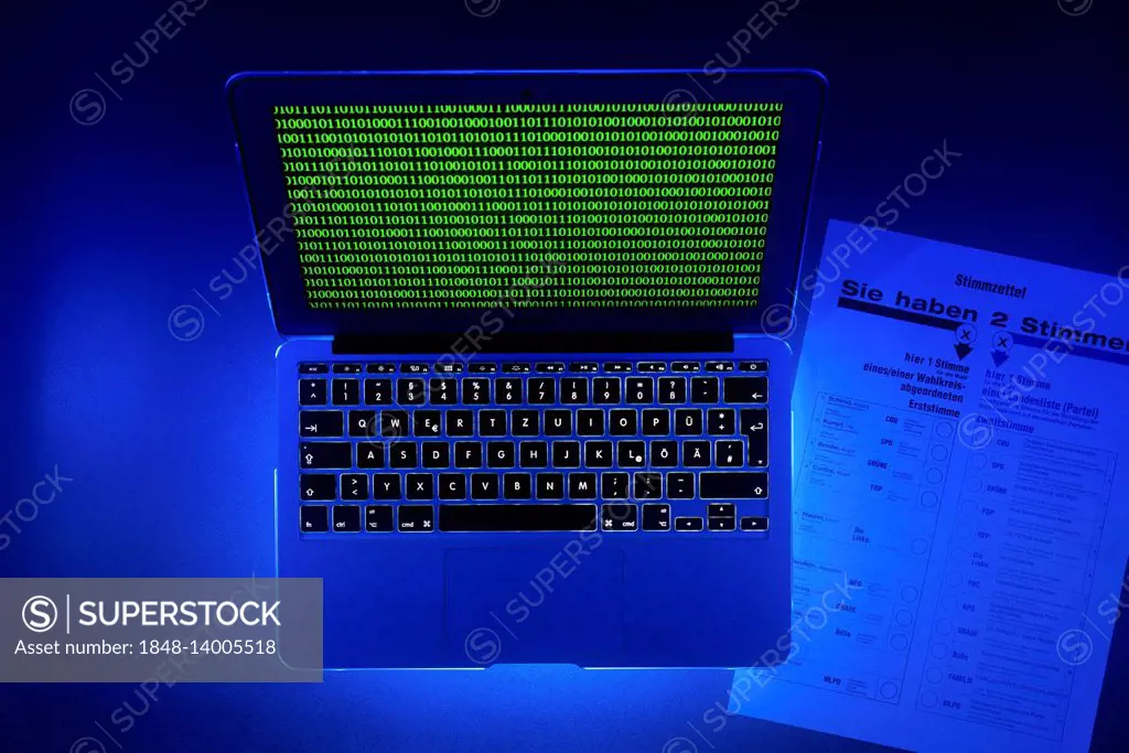 Laptop, symbolic image, cybercrime, computer crime, computer hacker, data security, election fraud