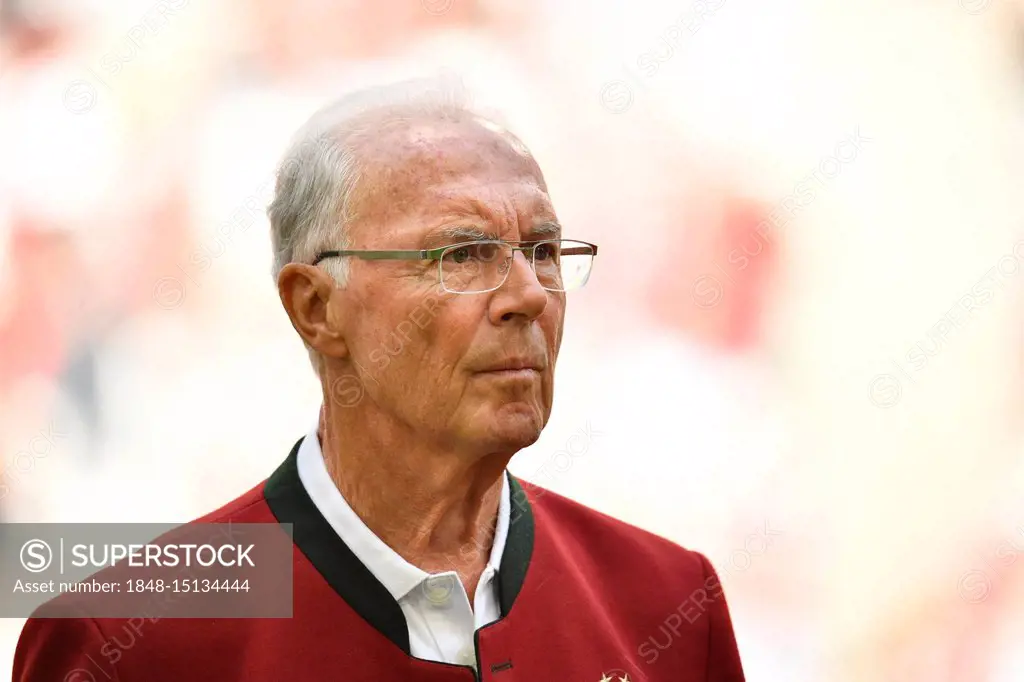 Former Franz Beckenbauer FC Bayern Munich, Portrait, Allianz Arena, Munich, Bavaria, Germany