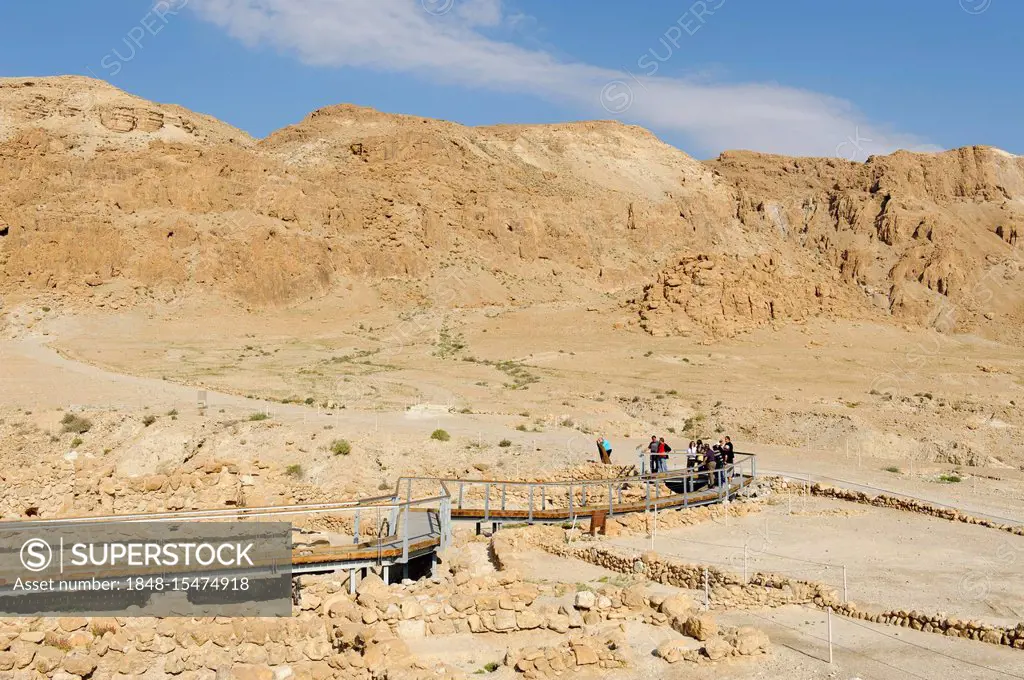 Excavations, ruins of Qumran, West Bank, Israel, Middle East