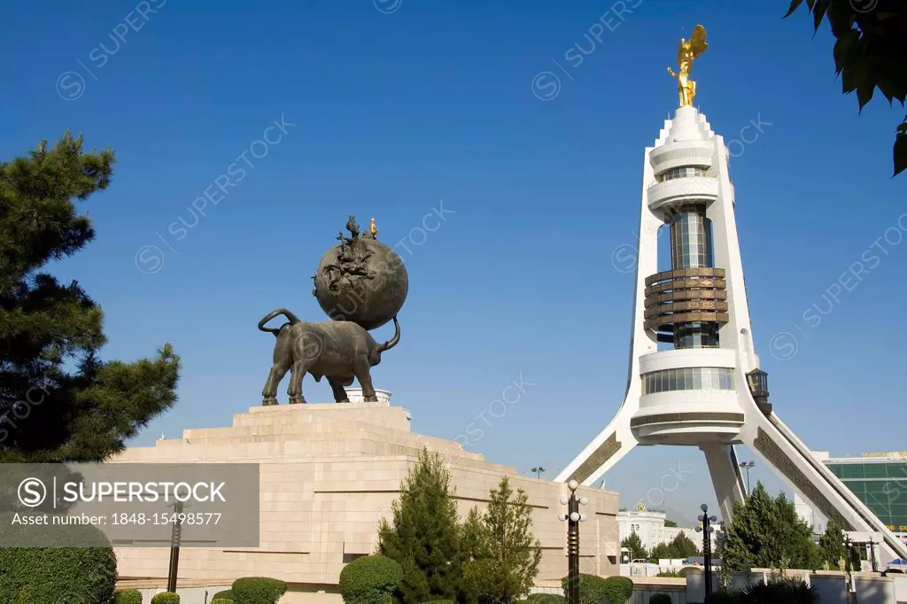 Arch of neutrality and monument to the Earthquake, Ashgabat, Turkmenistan