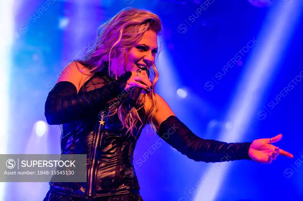 Singer Kobra Paige from the American melodic power metal band Kamelot live in the Schüür Lucerne, Switzerland