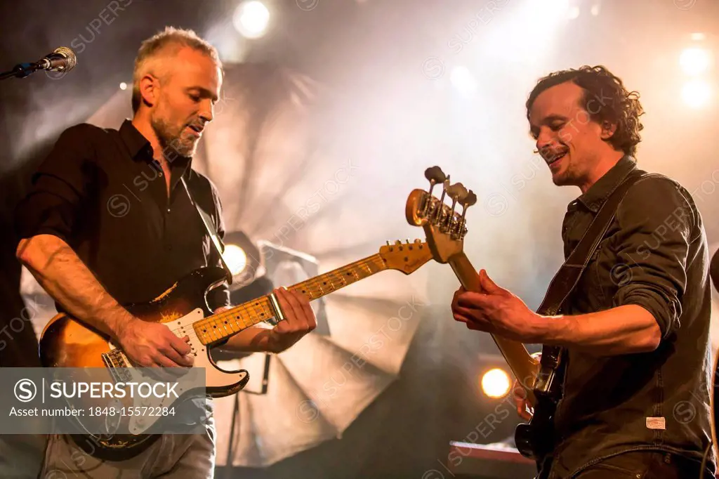 Gregi Heini, guitarist and Andi Schnellmann, bassist of the Swiss singer and songwriter Lukas Linder alias Henrik Belden with band at the record bapti...