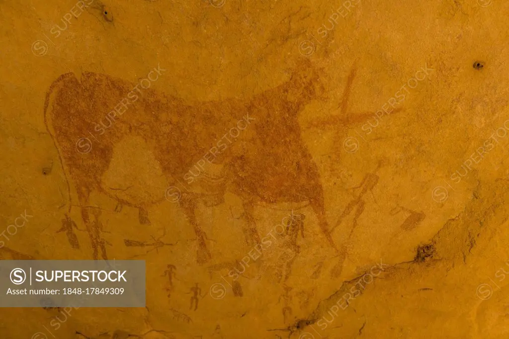 Rock painting in the Unesco world heritage, Ennedi Plateau, Chad, Africa