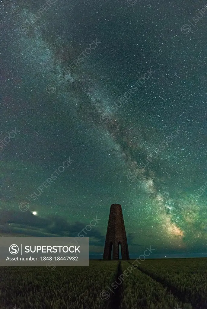 Panorama of Milky Way over The Daymark, Kingswear, Dartmouth, Devon, England, United Kingdom, Europe