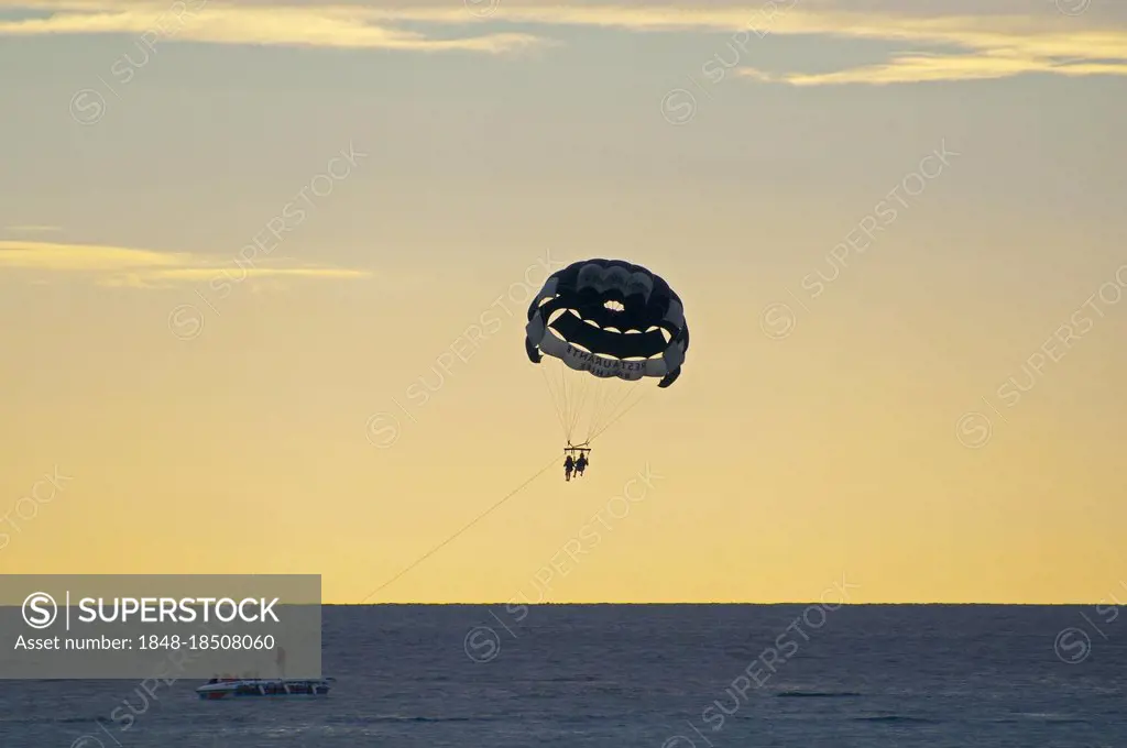 Paragliding in the sunset, Bayahibe, Dominican Republic, Central America