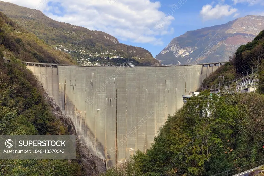 Lago di Vogorno, dam, dam wall, James Bond, Golden Eye, Vorgorno, Valle Verzasca, Ticino, Switzerland, Europe