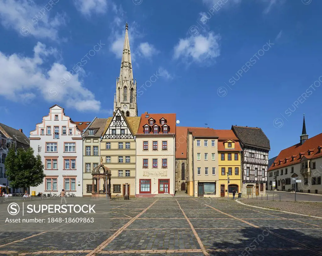 Market Square with Town Church of St. Maximi, Merseburg, Saxony-Anhalt, Germany, Europe