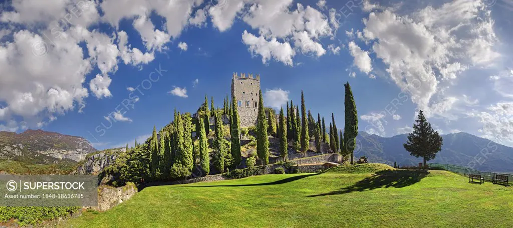 Medieval castle ruins Castello di Arco, Arco, Valle de Sarco, Lake Garda North, Trento, Trentino-Alto Adige, Italy, Europe