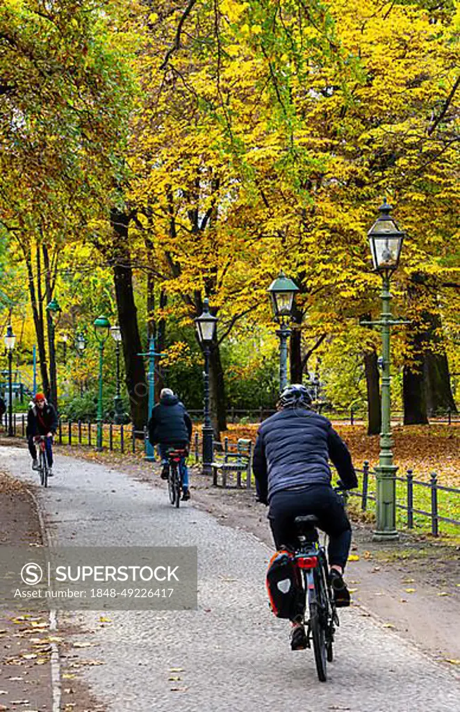 Cyclists and pedestrians in Berlin Tiergarten, Berlin, Germany, Europe