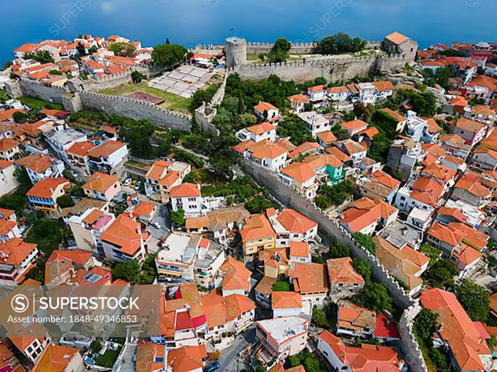 Aerial view, Old Town, Kavala, Dimos Kavalas, Eastern Macedonia and Thrace, Gulf of Thasos, Gulf of Kavala, Thracian Sea, Greece, Europe
