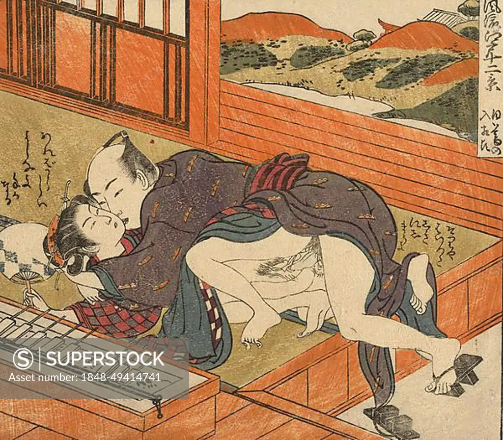 Young woman overpowered by man, Kama Sutra, eroticism, sex, erotic  depiction from 1850, Japan, Historical, digitally restored reproduction  from a 19th century original, Asia - SuperStock