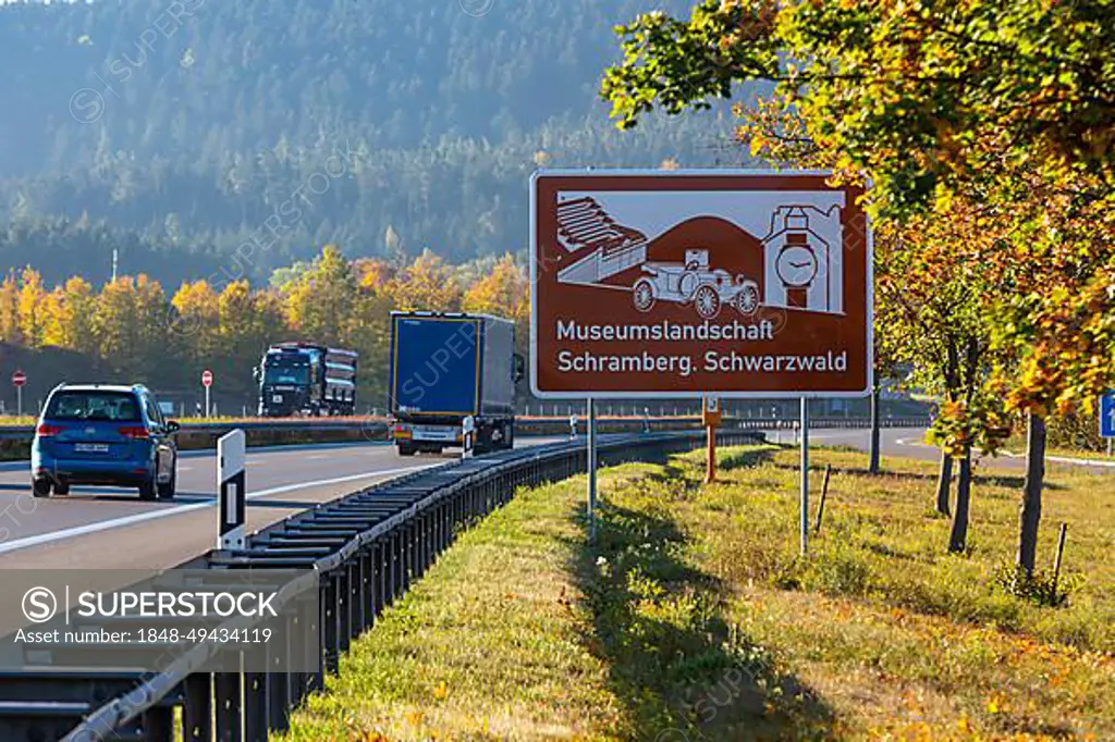 Museumslandschaft Schramberg Black Forest, tourist information board, tourist information sign, traffic sign, Schramberg, Baden-Wuerttemberg, Germany, Europe