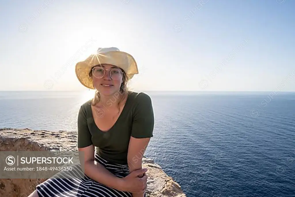 Young tourist by the sea, Majorca, Balearic Islands, Spain, Europe