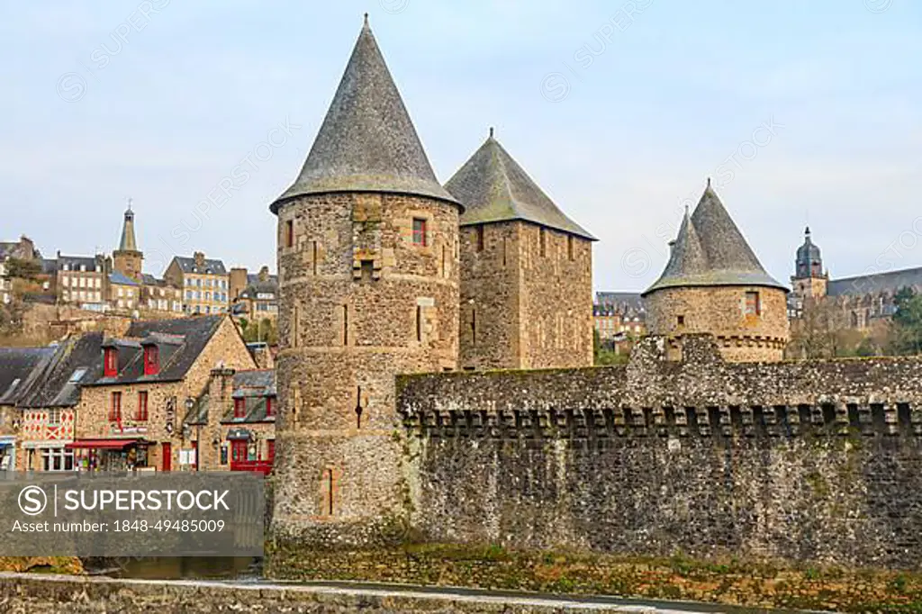 Chateau Castle, medieval old town of Fougeres, Ille-et-Vilaine department, Bretagne Breizh region, France, Europe