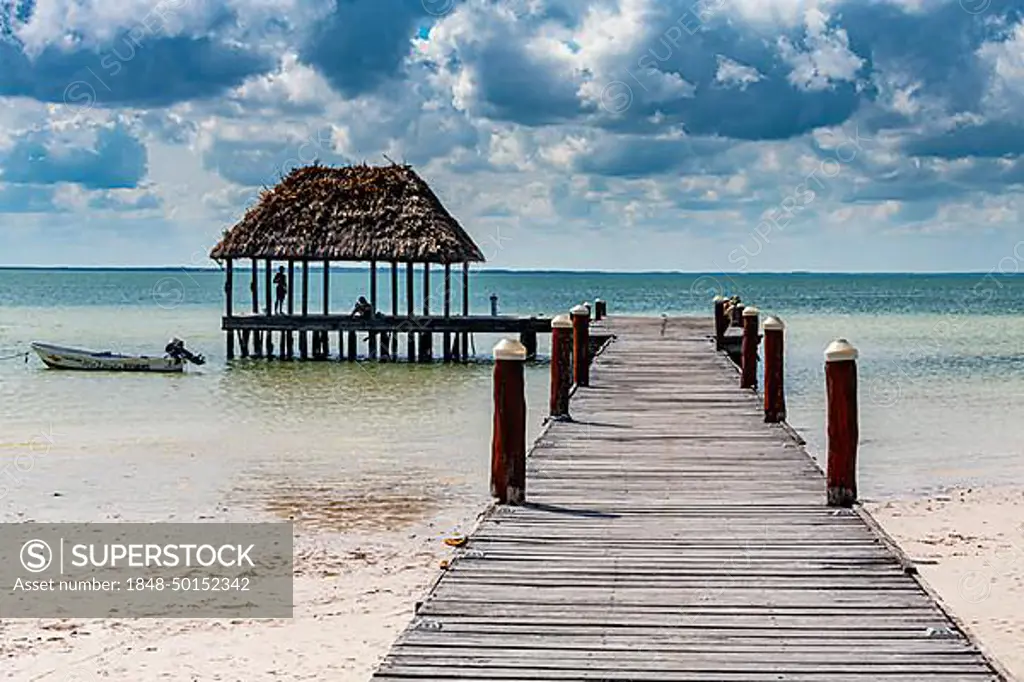 Pier build in the ocean, Holbox island, Yucatan Mexico