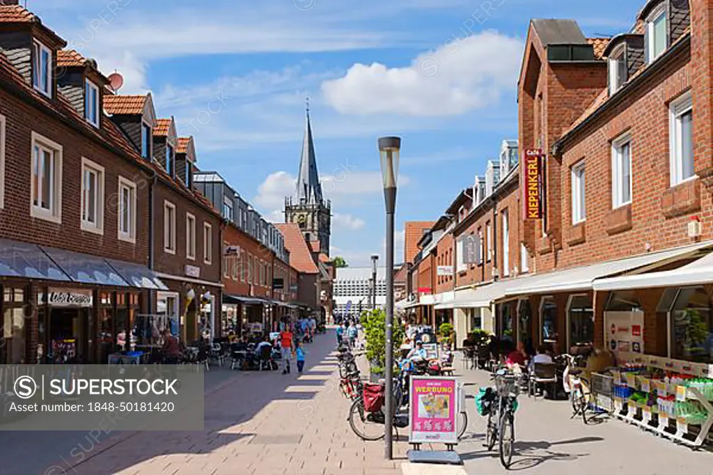 Pedestrian zone of the city of Ahaus, Muensterland, Westphalia, North Rhine-Westphalia, Germany, Europe