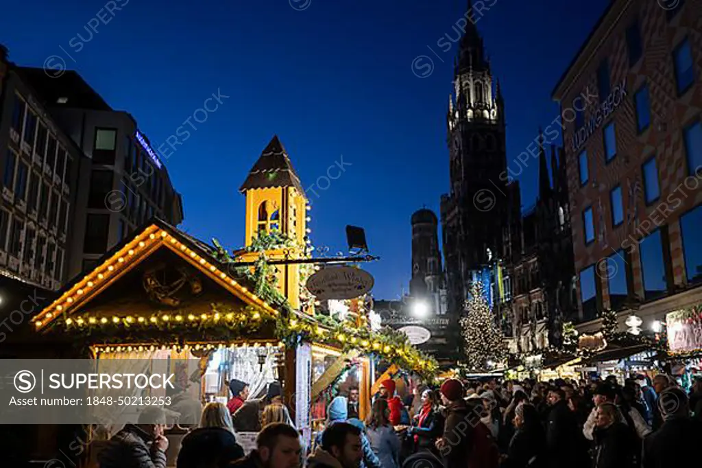 Christmas market, Christmas market, Marienplatz, Munich, Bavaria, Germany, Europe