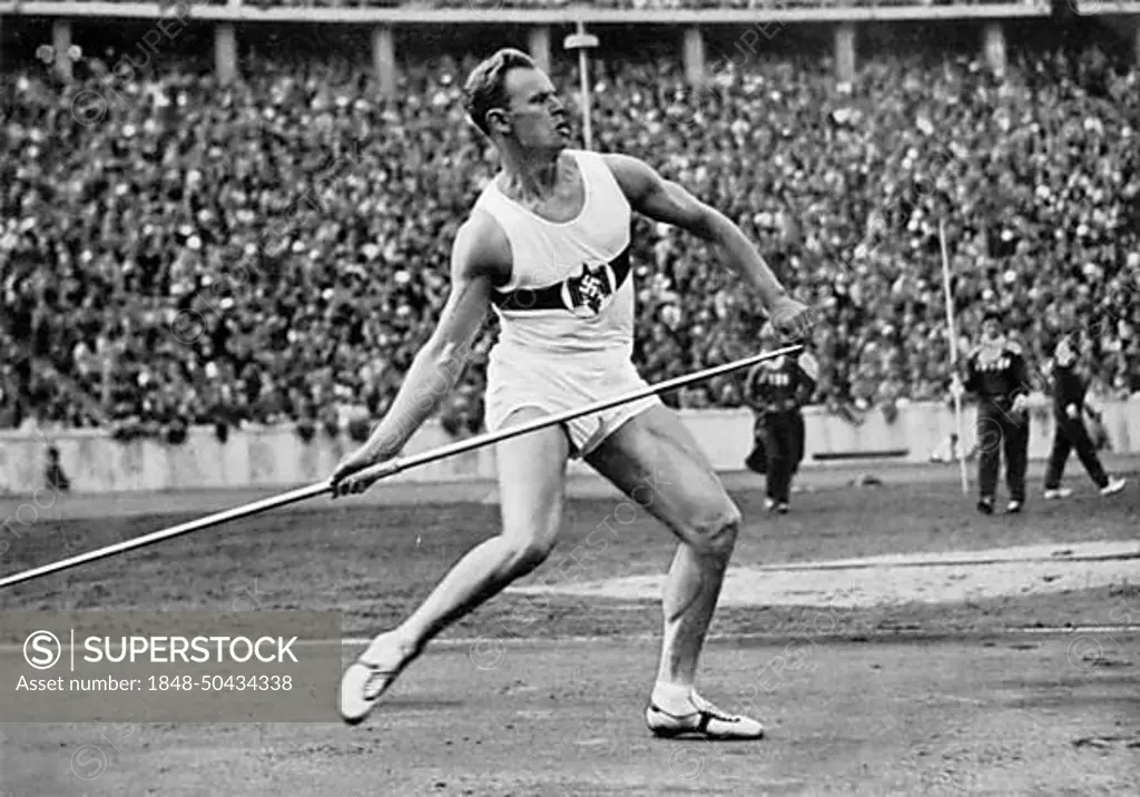 Gerhard Stoeck, Germany, gold medal in javelin throw for Germany with 71, 84 metres, Olympic champion, Europe