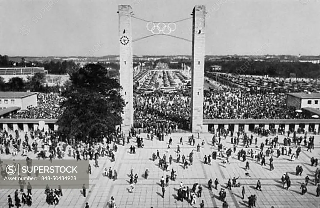 The East Gate of the Olympic Stadium on 1 August 1936