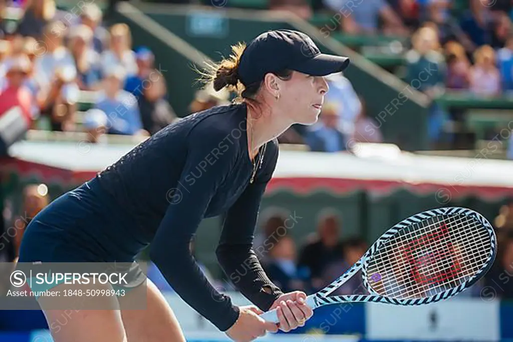 MELBOURNE, AUSTRALIA, JANUARY 16, 2020: Ajla Tomljanovic (AUS) whilst playing Maria Sharapova (RUS) at the AgBioEn Kooyong Classic on Day 3 in Melbourne Australia