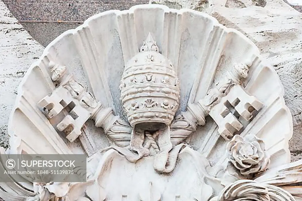 Vatican State symbol - two crossed keys and a tiara, Vatican City State, Europe