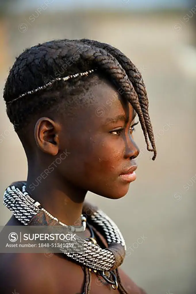 Himbamaedchen with Necklace, Portrait, Kunene, Kaokoveld, Namibia, Africa