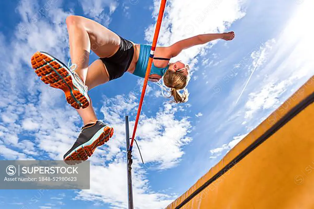 Young woman, 18 years, high jump