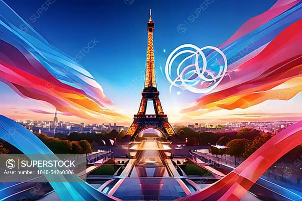 2024 paris olympics abstract dynamic shapes, AI generated