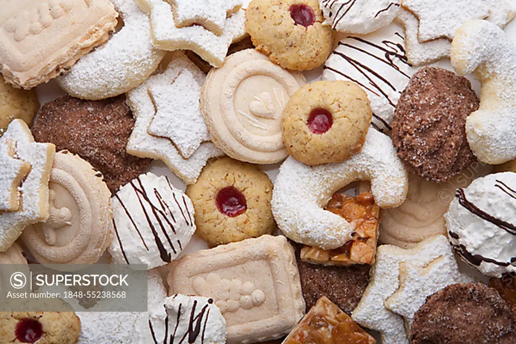 Various cookies, Christmas cookies, Christmas cookies, cakes, vanilla, coconut macaroons, Christmas, Germany, Europe