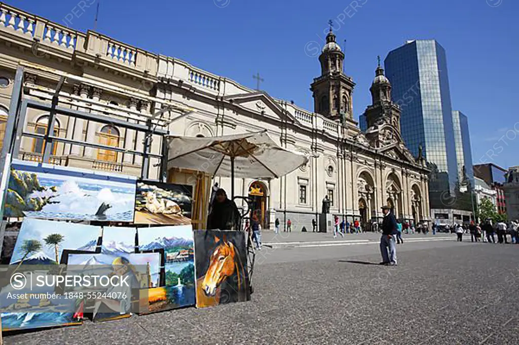 Cathedral, Plaza de Armas, Santiago de Chile, Chile, South America