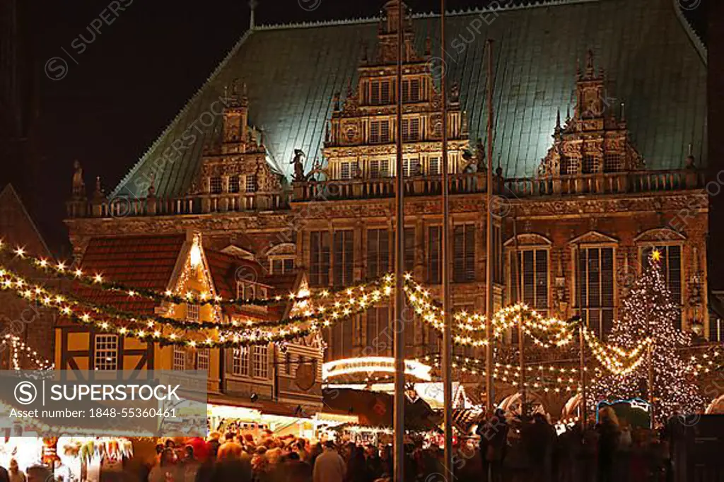 City Hall, Christmas Market, Bremen, Germany, Europe