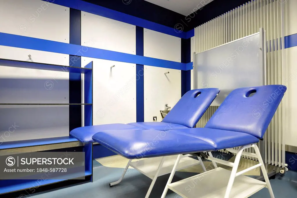 Physiotherapy room for the visiting team, locker room, Estadio Santiago Bernabeu stadium, football venue of Real Madrid, Chamartin district, Madrid, S...