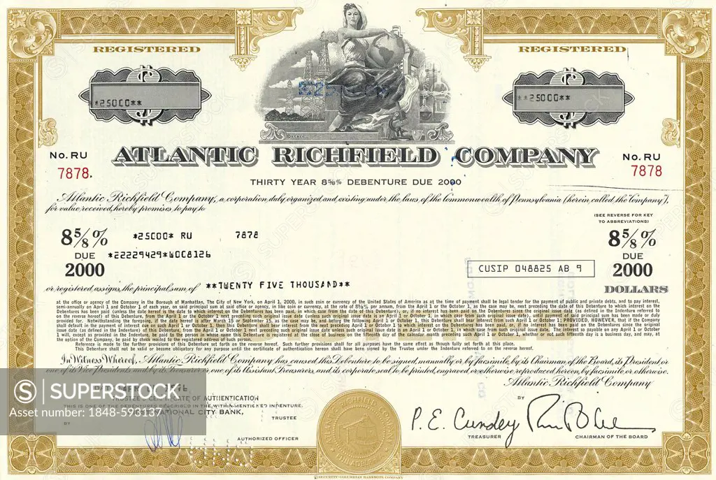 Historical stock certificate of an oil and gas company, Reiter-Foster Oil Corporation, Delaware, USA, 1958