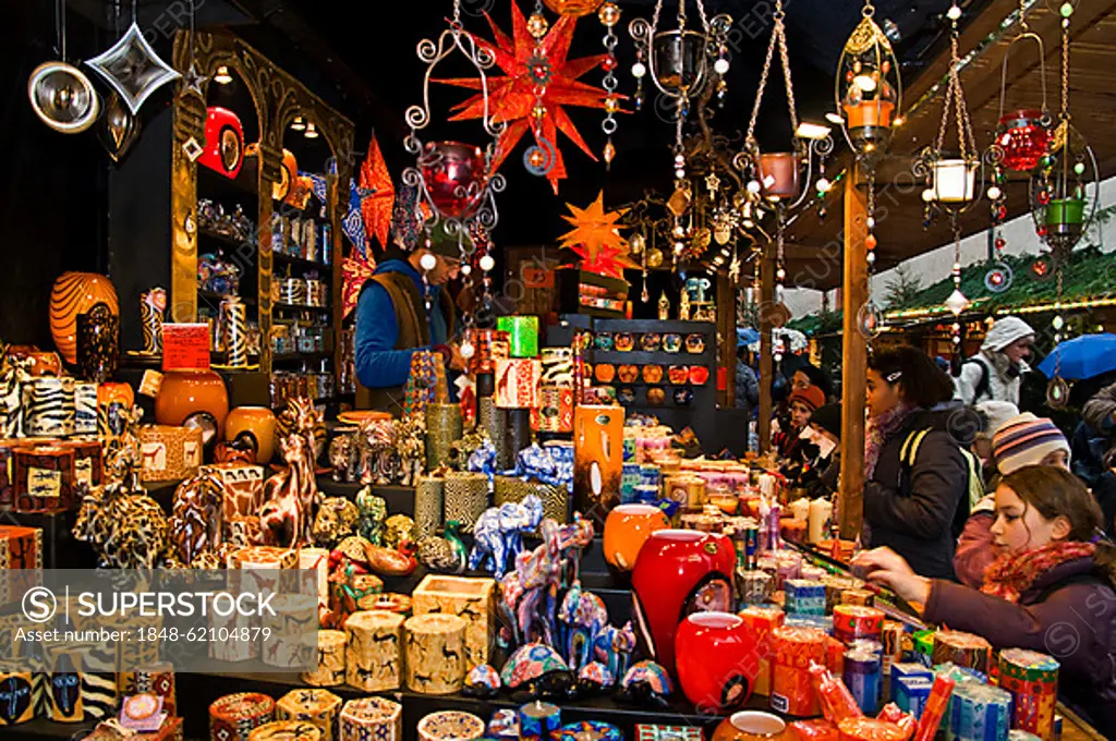 Stand on the Christmas market, Freiburg, Baden-Wuerttemberg, Germany, Europe