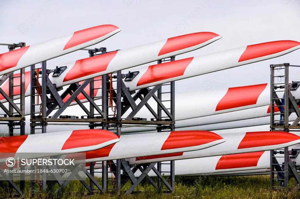 Blade Yard, storage for rotor blades of wind turbines, of the Danish company LM Wind Power Blades, Goleniów Industrial Park, Poland, Europe