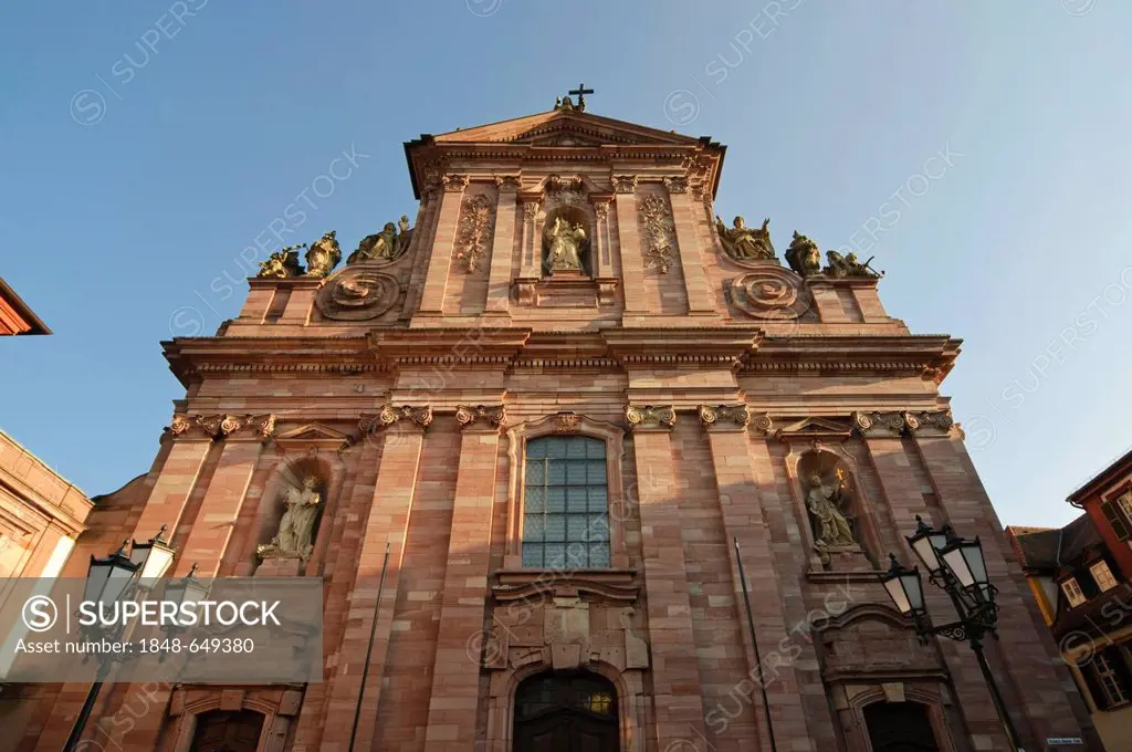 University building of the Jesuits, Jesuit church, baroque facade, old town, Heidelberg, Baden-Wuerttemberg, Germany, Europe