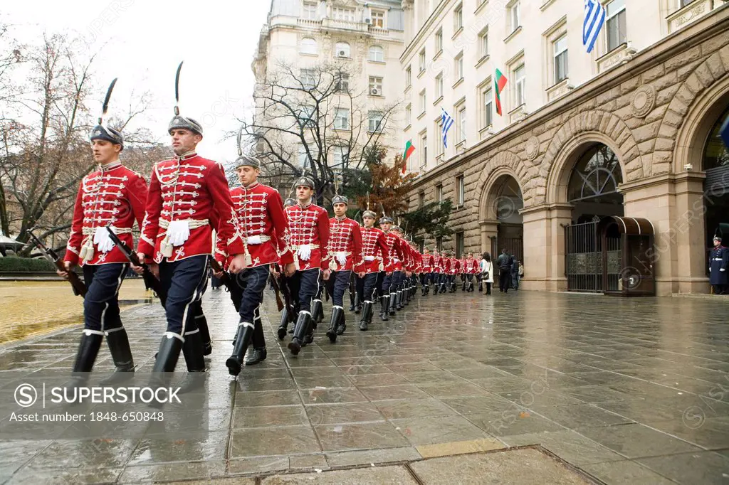 Marching guards at the Presidential Palace, Sofia, Bulgaria, Europe