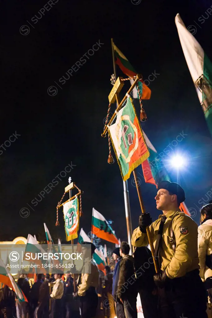 Nightly rally of the right-wing party Bulgarian National Union, Sofia, Bulgaria, Europe