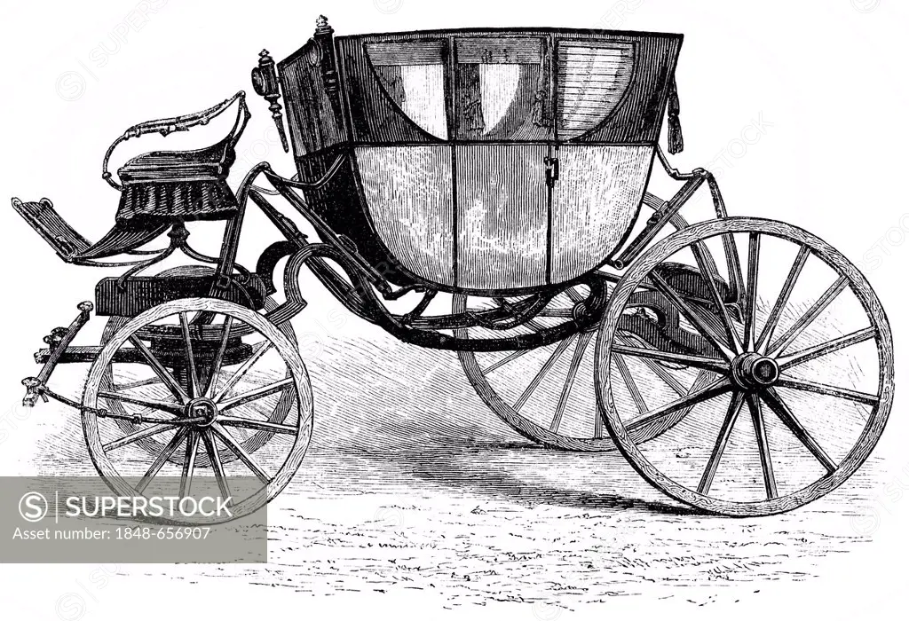 Historical drawing, US-American history, 18th century, the coach of George Washington, 1732 - 1799, first president of the United States of America