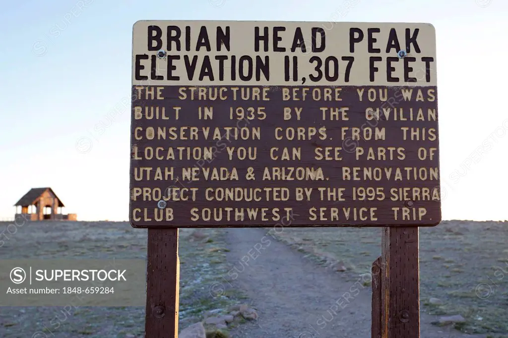 Information board at the summit of Brian Head Peak, Utah, USA