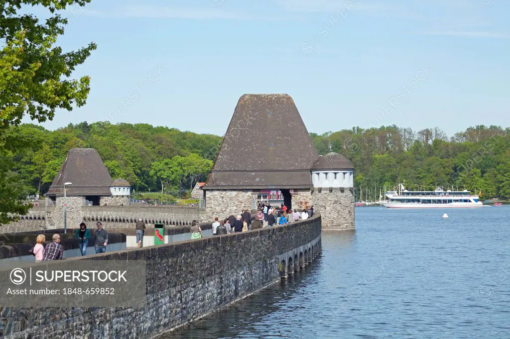 Moehnesee Lake or Moehne Reservoir, Sauerland region, North-Rhine Westphalia, Germany, Europe