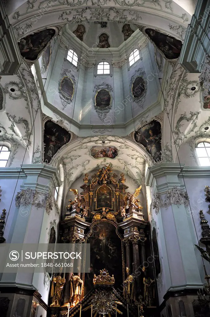 Rococo dome with the high altar, 18th Century, St. Peter's Church, 1760-66, redesigned, St Peter's district, Salzburg, Salzburg province, Austria, Eur...