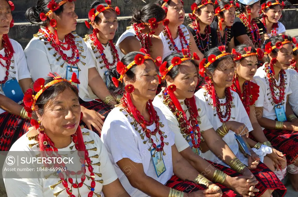 Women of the Sumi tribe at the annual Hornbill Festival, Kohima, Nagaland, India, Asia