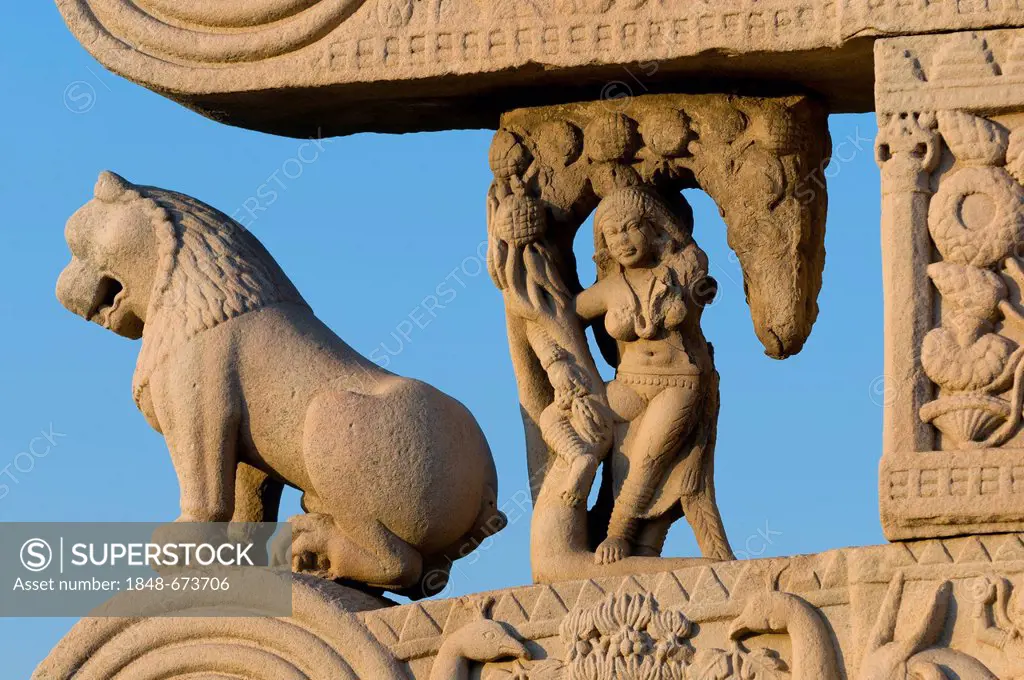 Stupas of Sanchi, UNESCO World Heritage site, built by King Ashoka, Mauryan dynasty, Sanchi, Vidisha in Madhya Pradesh, North India, India, Asia